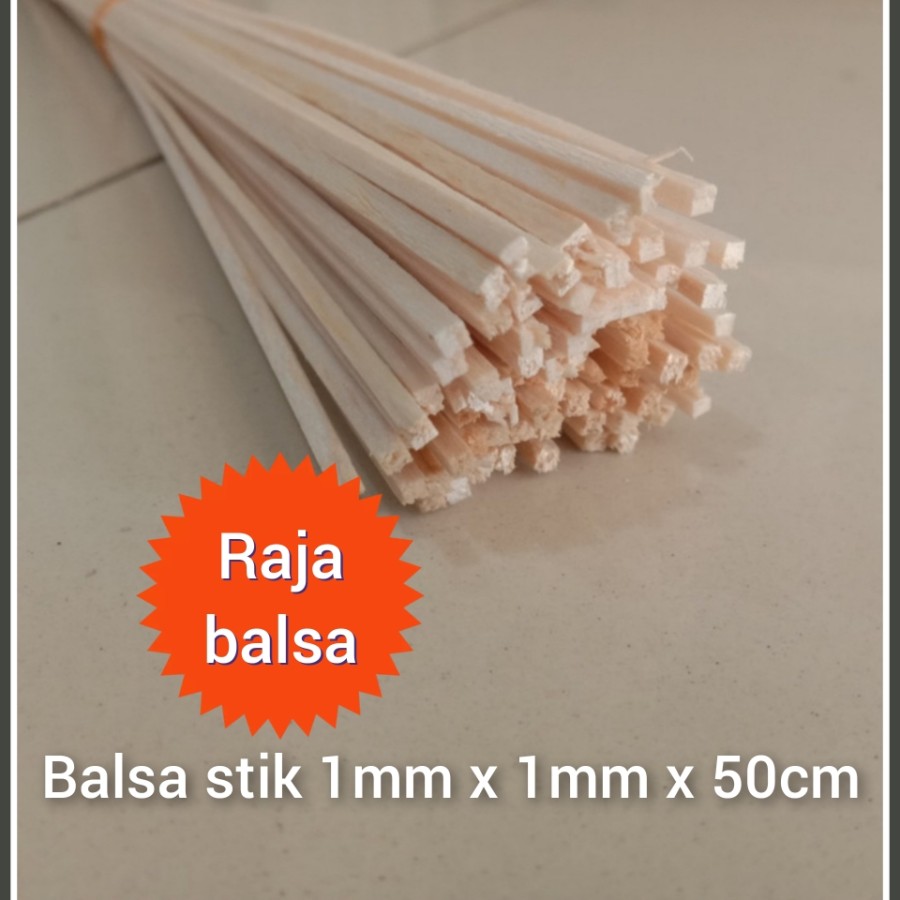 Kayu Balsa Stik 1mm x 1mm x 500mm - Click Image to Close